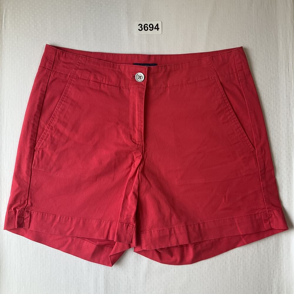 Nautica Women Shorts Size 4 Vermillio Chino Button 5" Inseam & 30" Waist Stretch